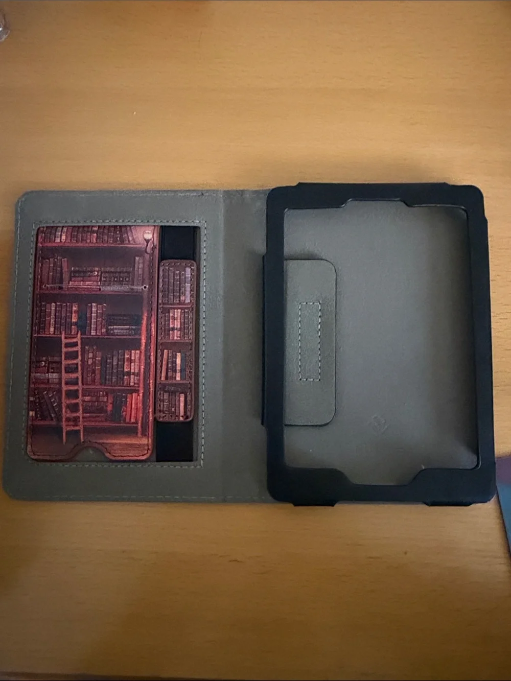 Library Bookshelf Print Passport Holder - Brown & Red Tones